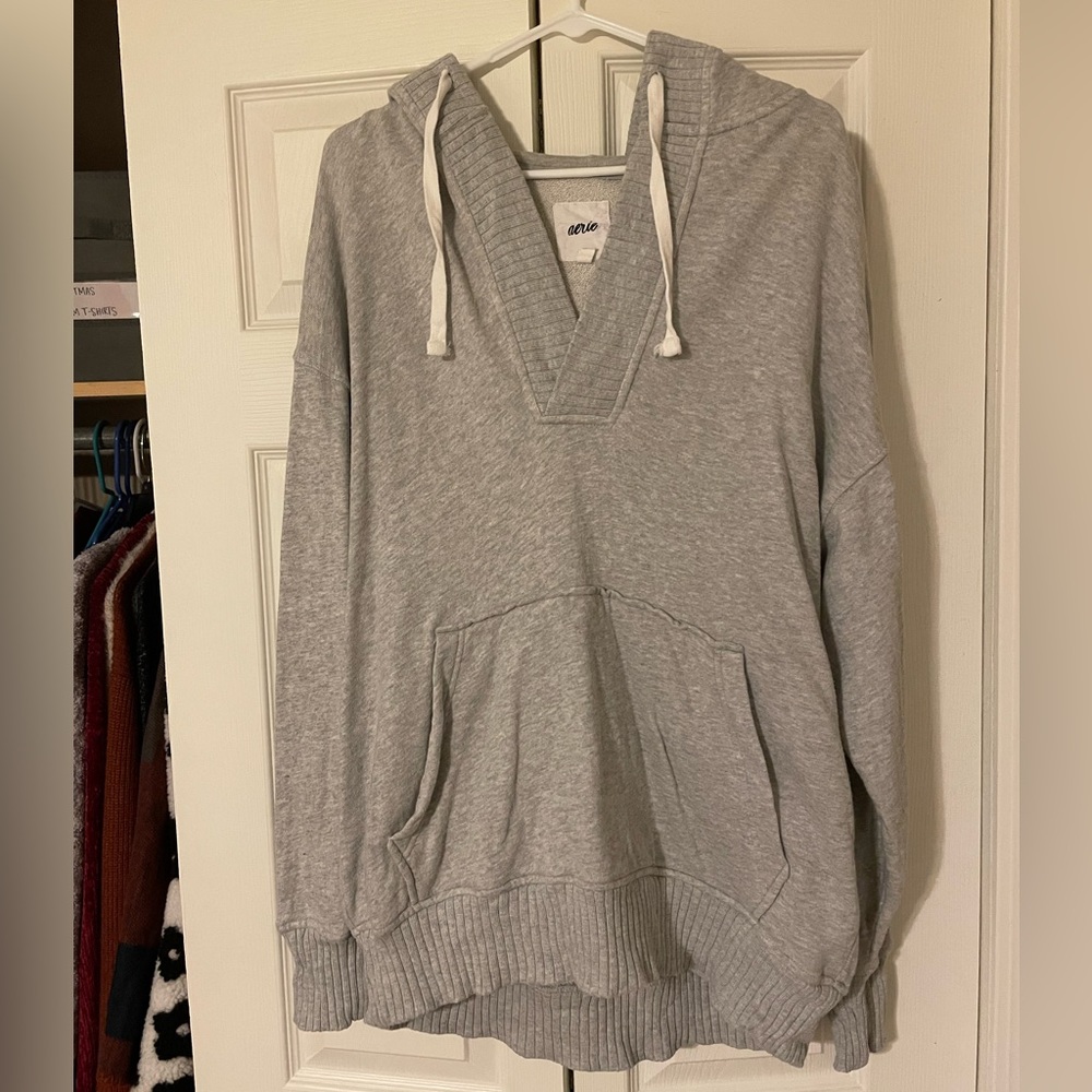 Aerie Grey Henley Hoodie